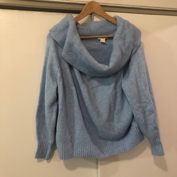 H&M Sweaters - Light Blue Off Shoulder Sweater